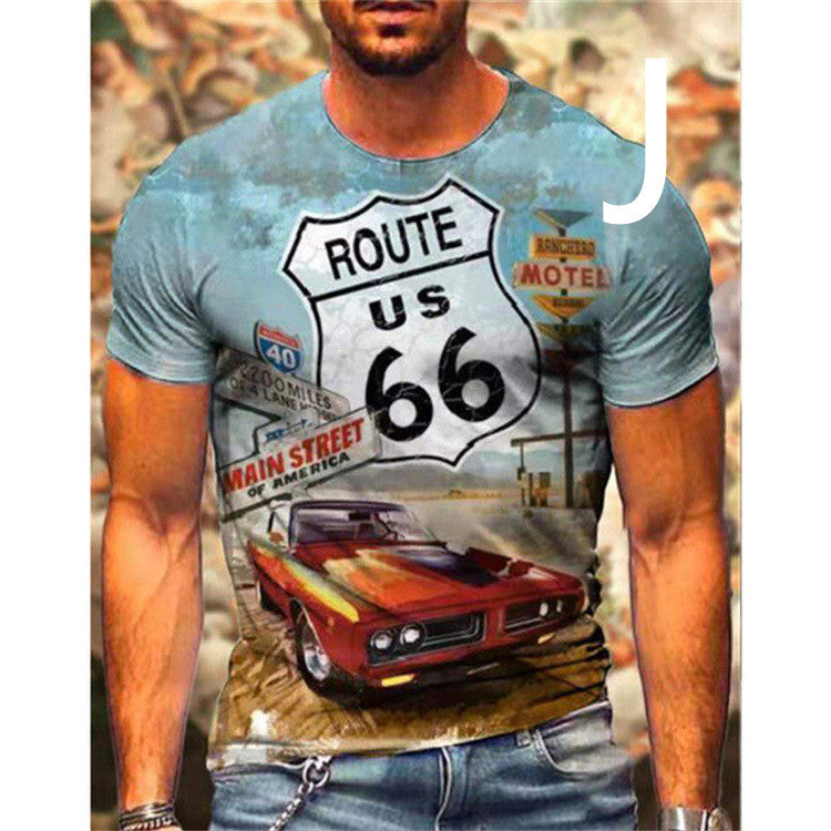 Man T-shirt Car Highway Motorcycle Hip Hop T-shirt