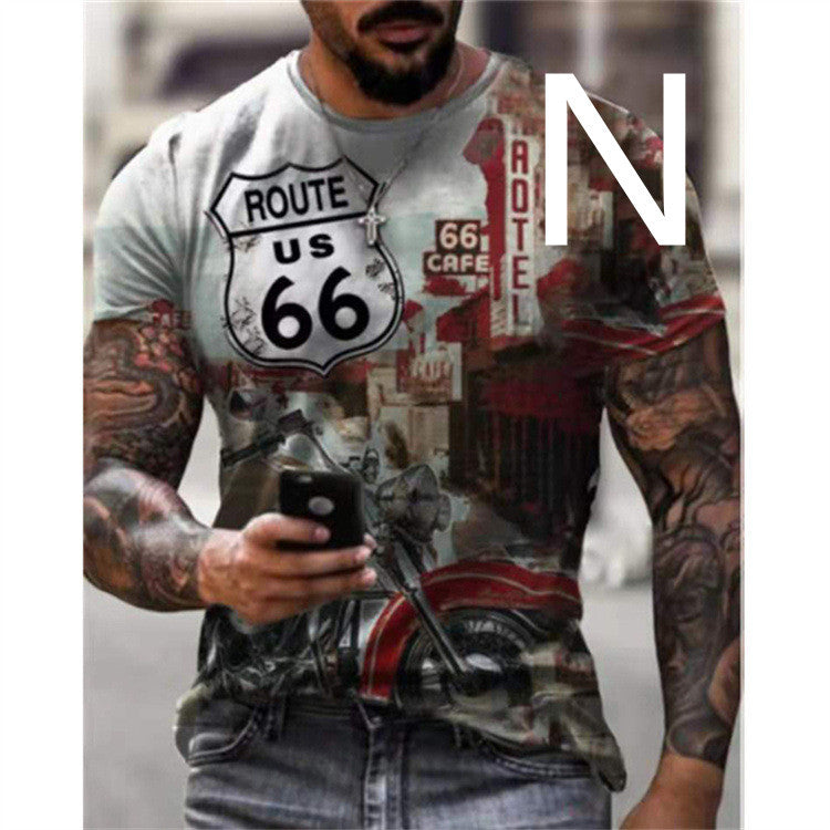 Man T-shirt Car Highway Motorcycle Hip Hop T-shirt