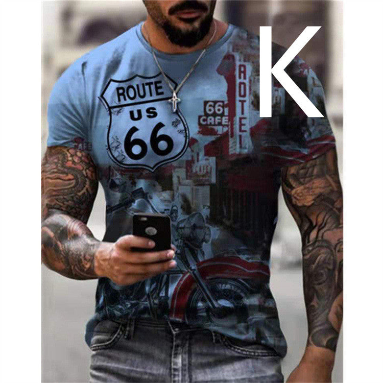 Man T-shirt Car Highway Motorcycle Hip Hop T-shirt