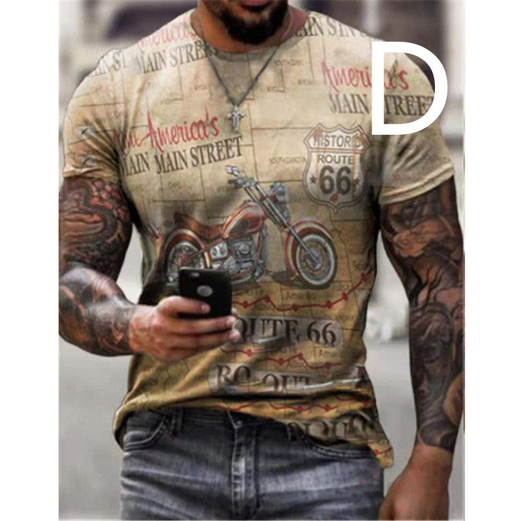 Man T-shirt Car Highway Motorcycle Hip Hop T-shirt