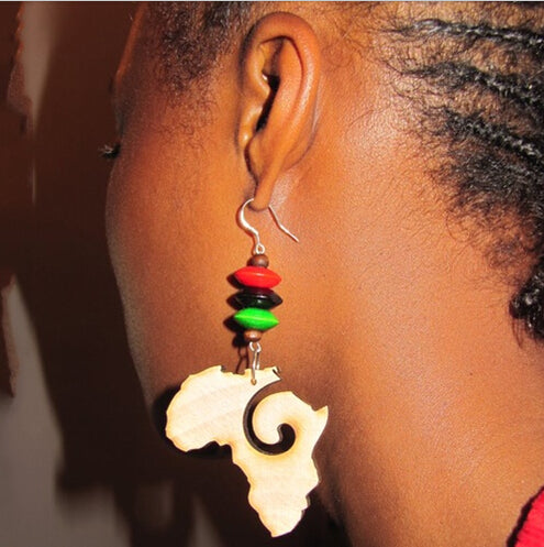 Map of Africa embroidered earrings