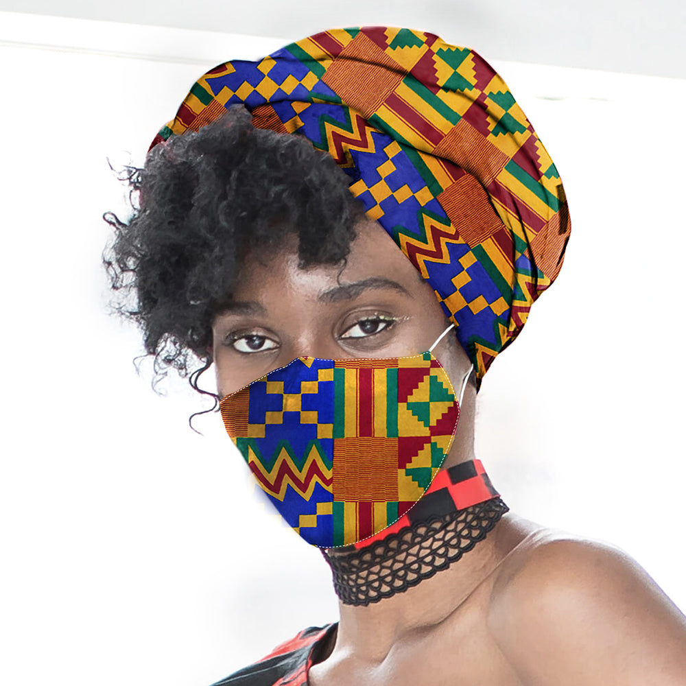 Traditional Design African Scarf & Bonnet