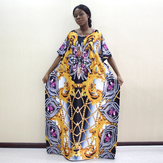 Traditional African Woman Dress with 'Hazel&Gold diamond embroidered'