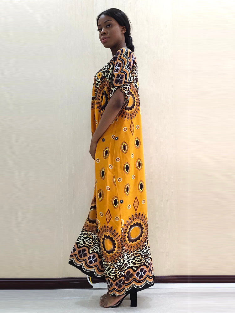 Traditional African Woman dress with 'modern reflection of wild life in leopard pattern'