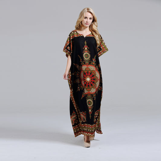 Africa Holy Sun Printed Dashiki Women Dress  Bat-wing Classy with African cotton