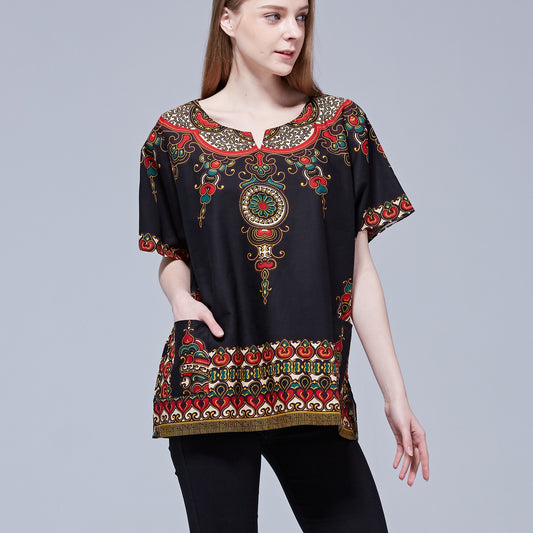 Traditional patterned african t-shirt with African cotton