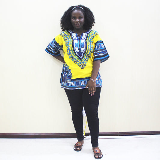 Traditional patterned african t-shirt with African cotton