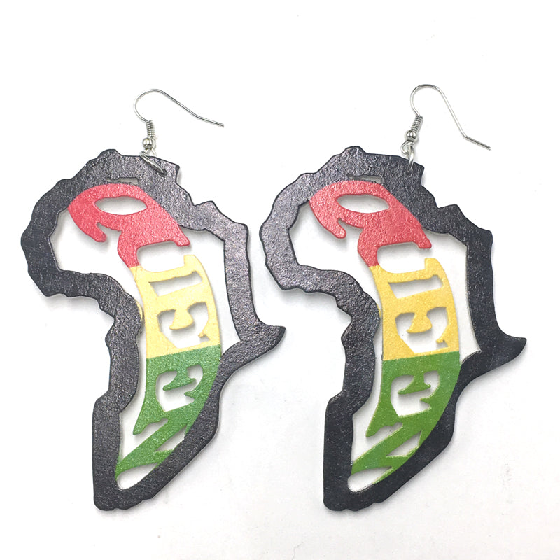 African Queen Wooden Earrings